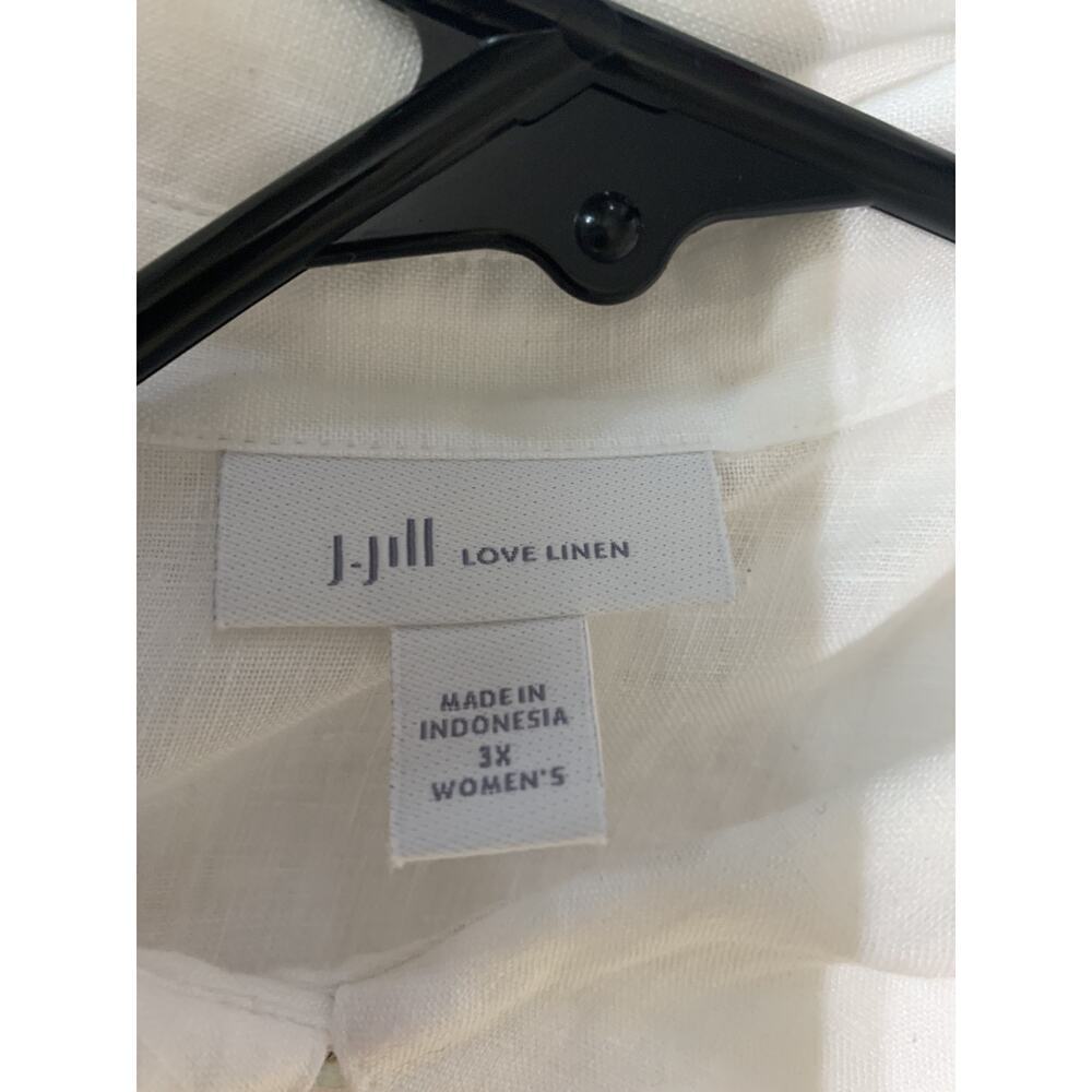 J Jill Love linen White Shirt dress 3x Pockets Roll Tab Sleeve Beach Resort - Picture 9 of 13